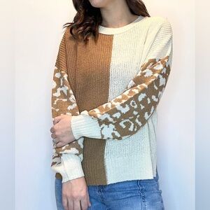 Leopard color block sweater (new & never worn)